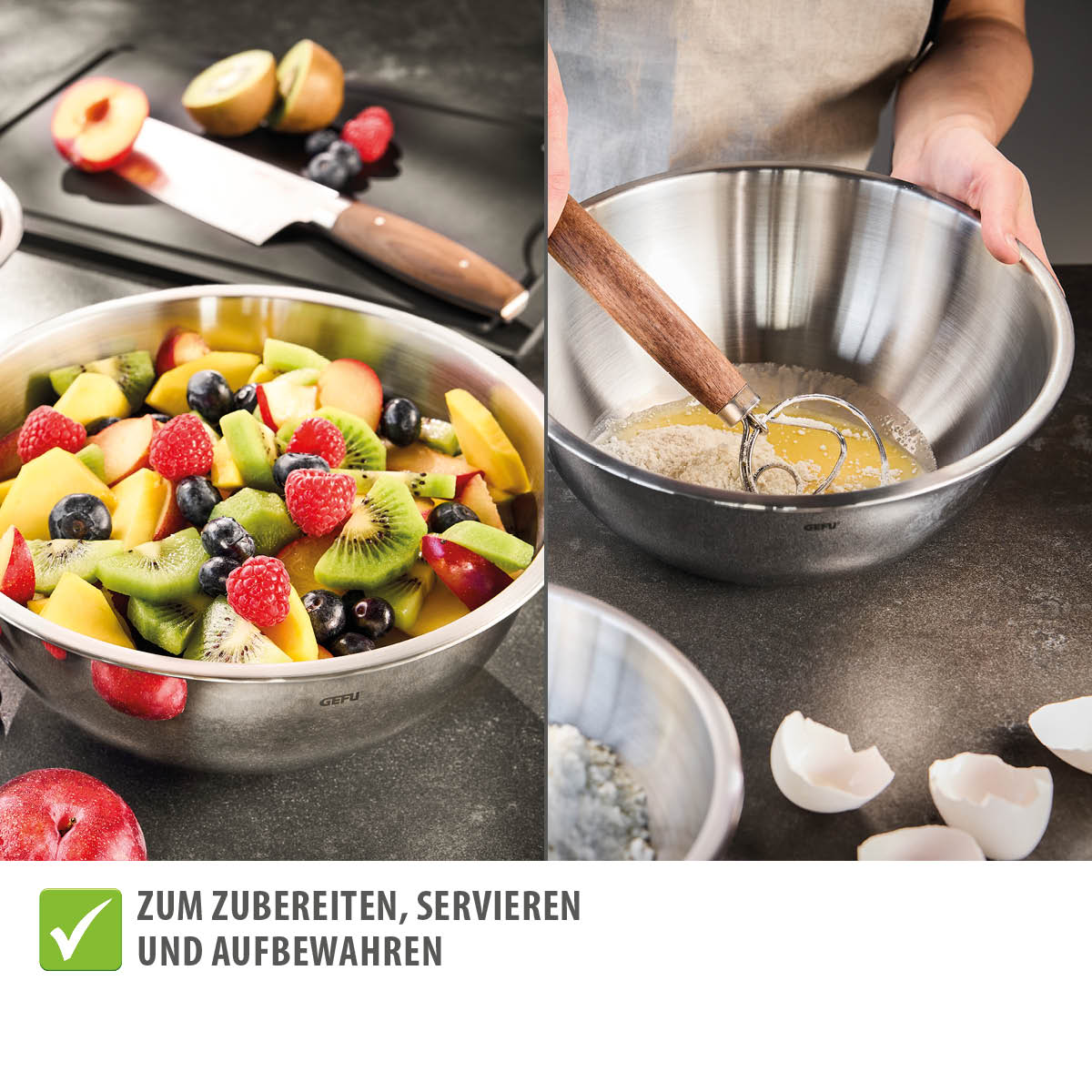 Mengkommen, Beslagkommen, Schalen, Set van 5 Stuks, RVS, Vaatwasmachinebestendig - GEFU