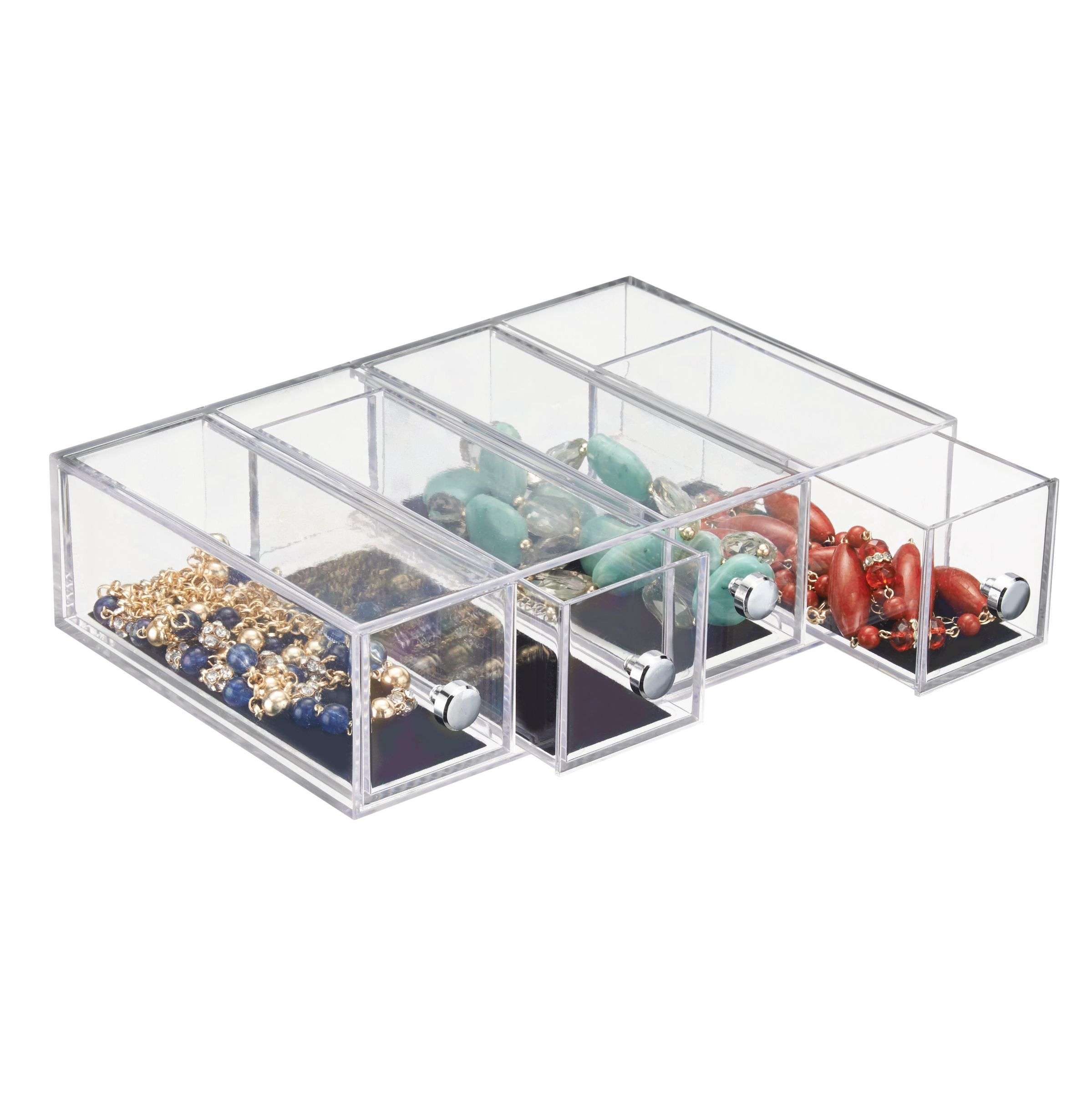 Ladekast, Sieraden Organizer, Small, 4 Lades, 6.6 x 17.7 x 25.2 cm, Transparant, Kunststof - iDesign | Clarity