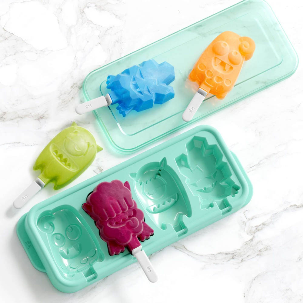 IJslolly Vorm, Ice Pop Set, voor 4 IJsjes, Monster, Groen, BPA vrij, Polypropyleen - Koji by ZOKU