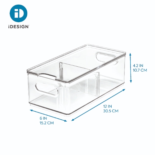Koelkast Organizer met Deksel en Verdeler, 15.2 x 30.5 x 10.2 cm, Kunststof - iDesign | The Home Edit