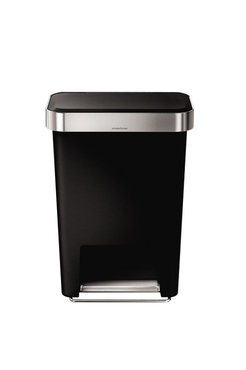 Afvalemmer Rectangular met Liner Pocket Kunststof 45 liter - Zwart - Simplehuman