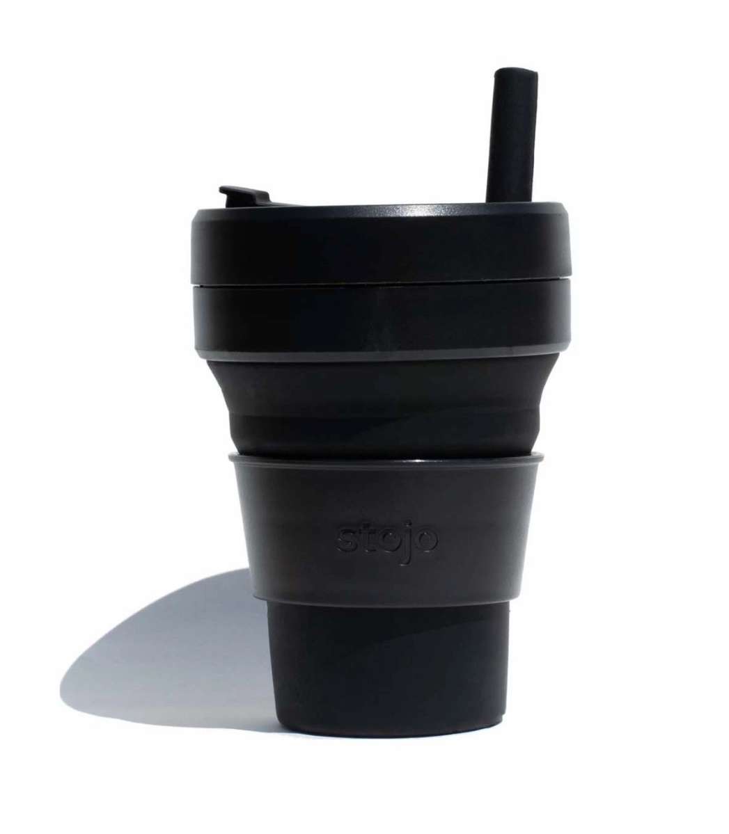Biggie Cup, Black/White- 470 ml - Koffiebeker - Drinkbeker - Zwart/Wit - Opvouwbaar | Stojo