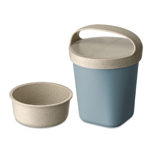 Snackbox met Deksel en Inzet, 0.5 L, Natuur Bloemen Blauw, Organic Bio-Circular - Koziol | Buddy