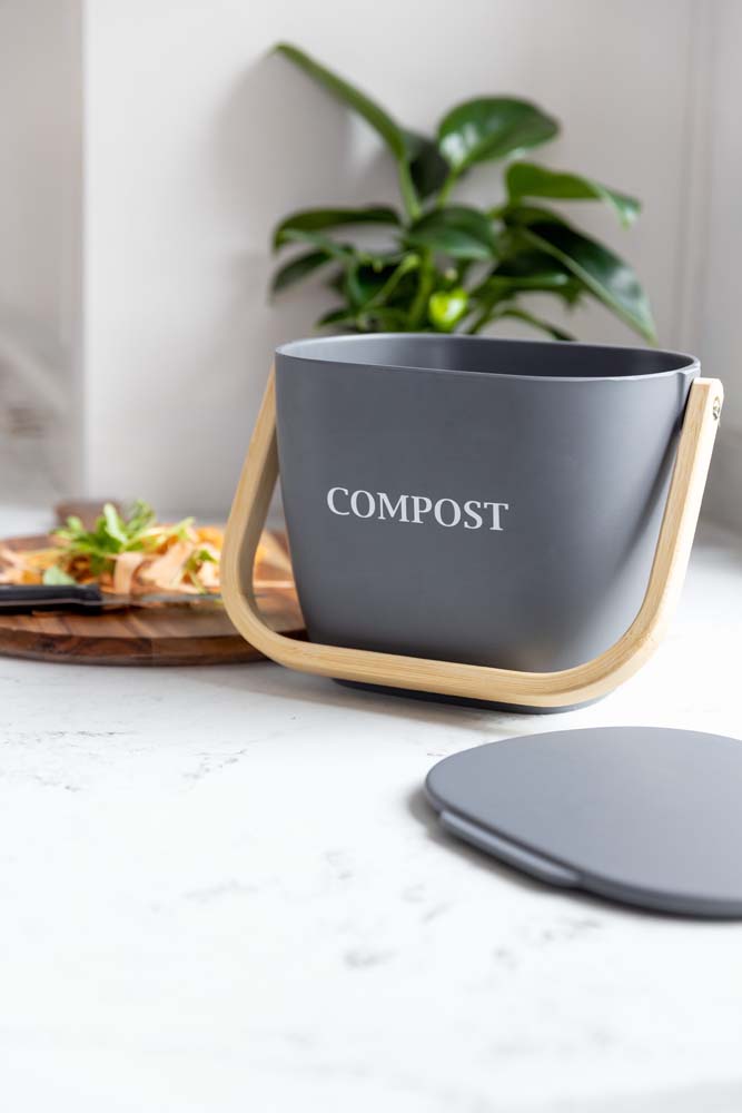 Compostbak van bamboevezel - Grijs - Natuurlijke vezel - Compostemmer - Natural Elements