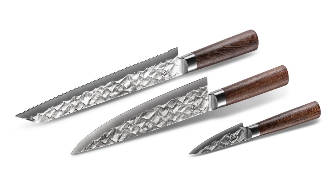 Messenset, 3-delig, Duits staal, 3D bergpatroon | BARE Cookware