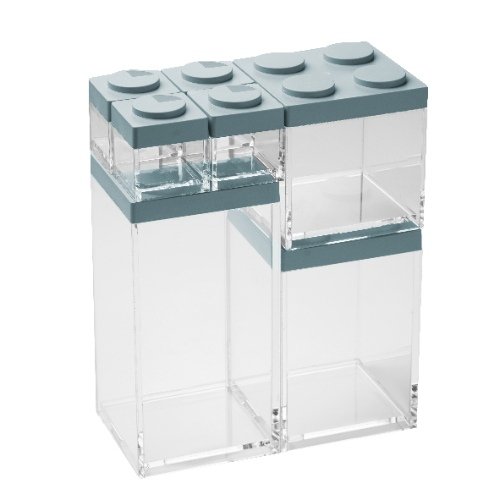 Stapelbare Brickstore bewaarcontainer, 1L, Blauw - Kunststof - Omada