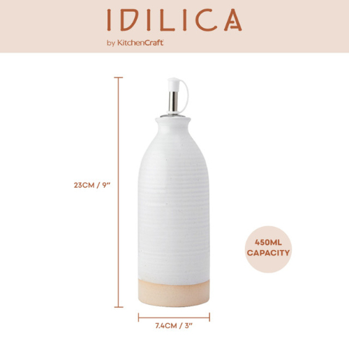 KitchenCraft Idilica Stoneware Oil and Vinegar Set, Gift Boxed