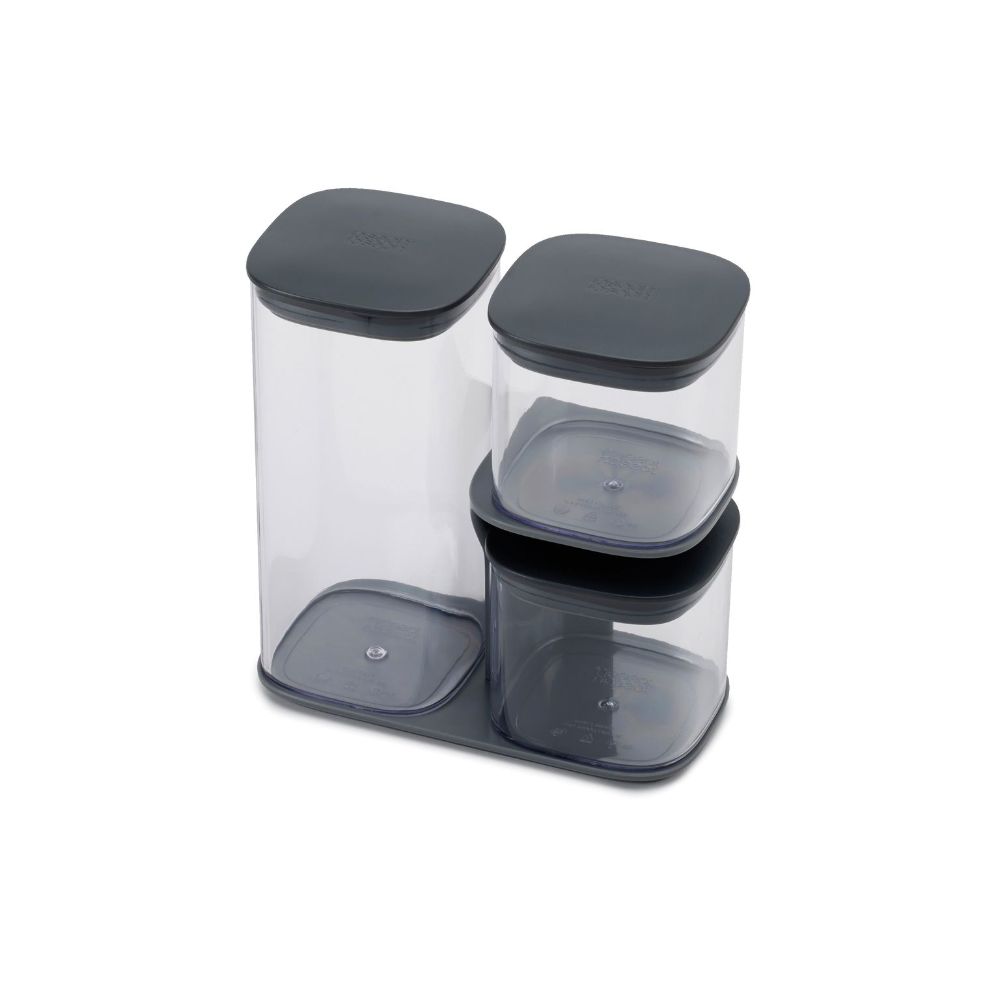 Voorraadpot met Standaard, Set van 3 Stuks, Grijs - Joseph Joseph 