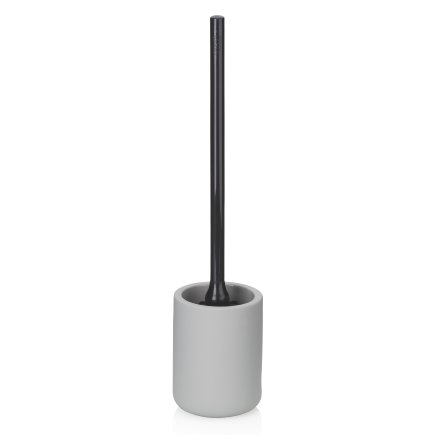 Toiletborstel met Houder, Kunststof, Keramiek met Rubbercoating, Grijs - Kela | Sana