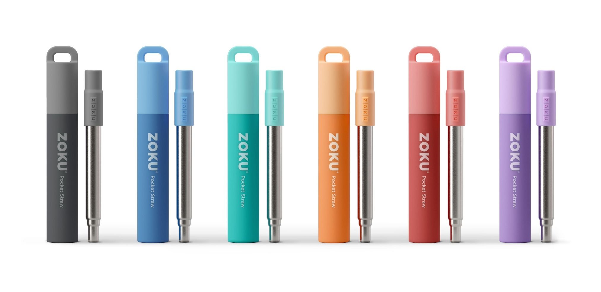 Herbruikbaar Rietje, RVS, Rood - Zoku