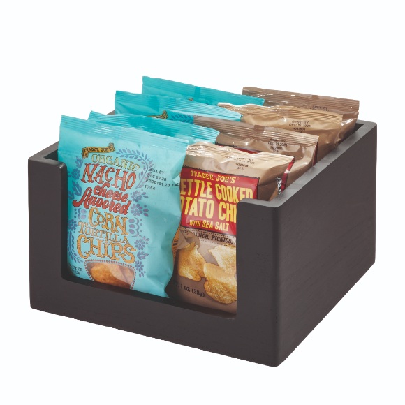 Opbergbox, Open, 25.5 x 25.5 x 15 cm, Paulownia Hout, Zwart - iDesign | The Home Edit