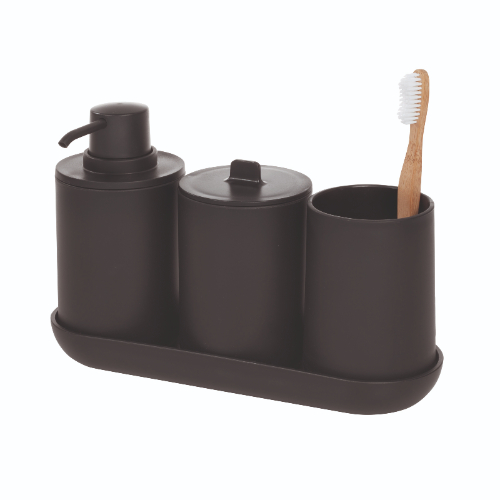 Badkamer Accessoire Set, Kunststof, 4 Delig, Zwart - iDesign | Cade