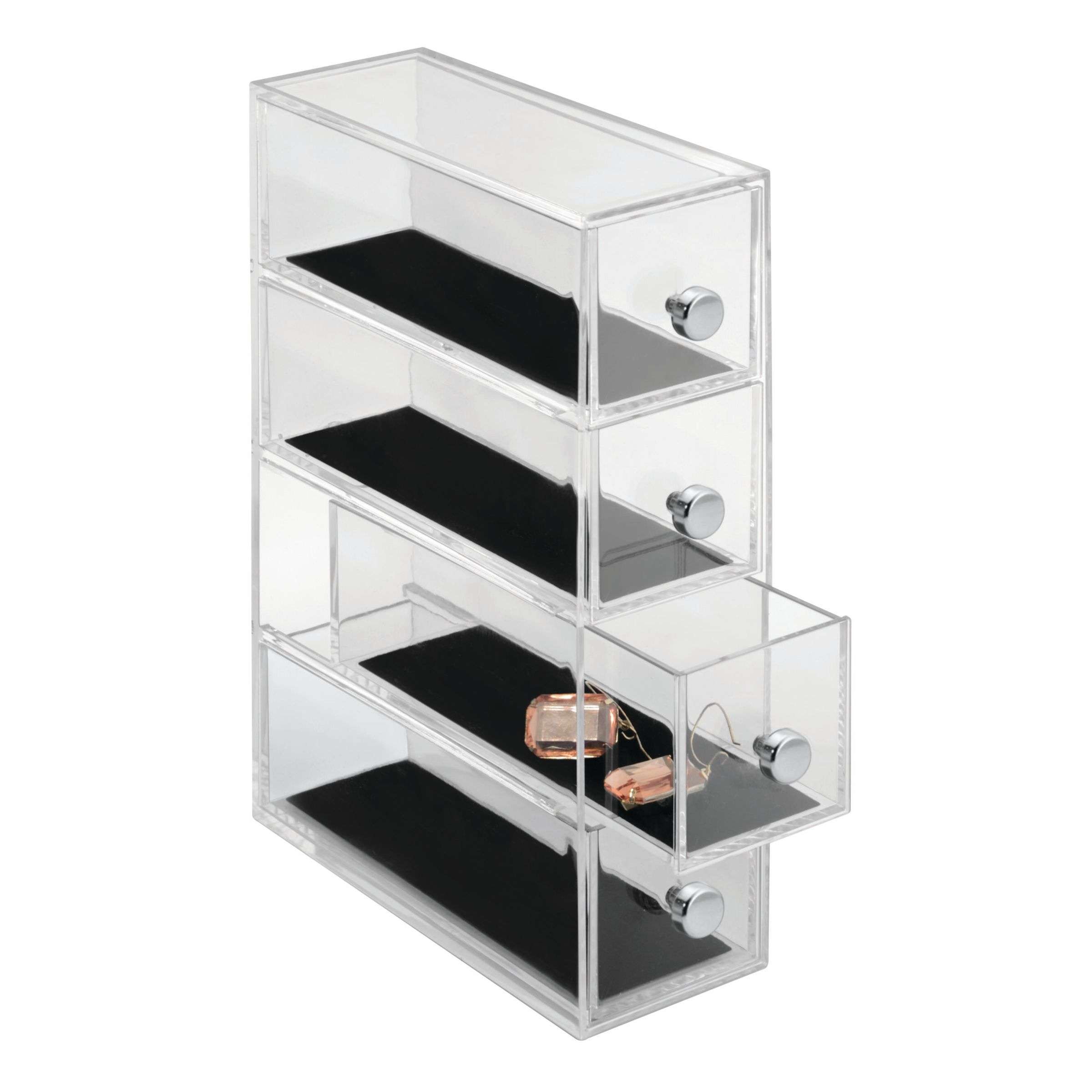 Ladekast, Sieraden Organizer, Small, 4 Lades, 6.6 x 17.7 x 25.2 cm, Transparant, Kunststof - iDesign | Clarity