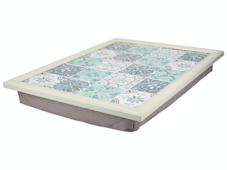 Laptray, Schoot Dienblad, Groenblauwe Tegeltjes, 44 x 34 cm - Creative Tops