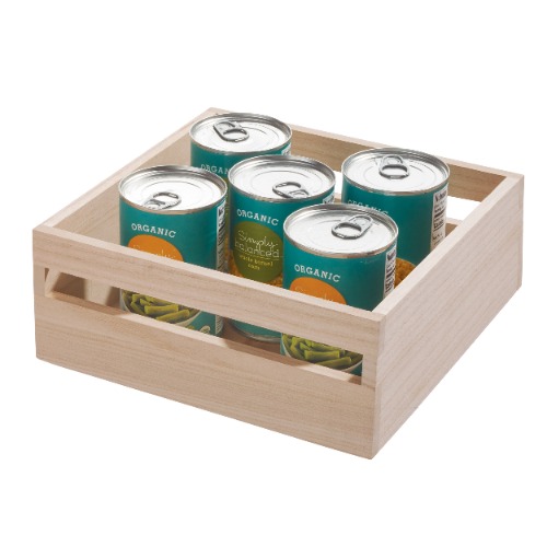 Opbergbox met Handvat, 25.4 x 25.4 x 10.5 cm, Paulownia Hout - iDesign | Eco Wood