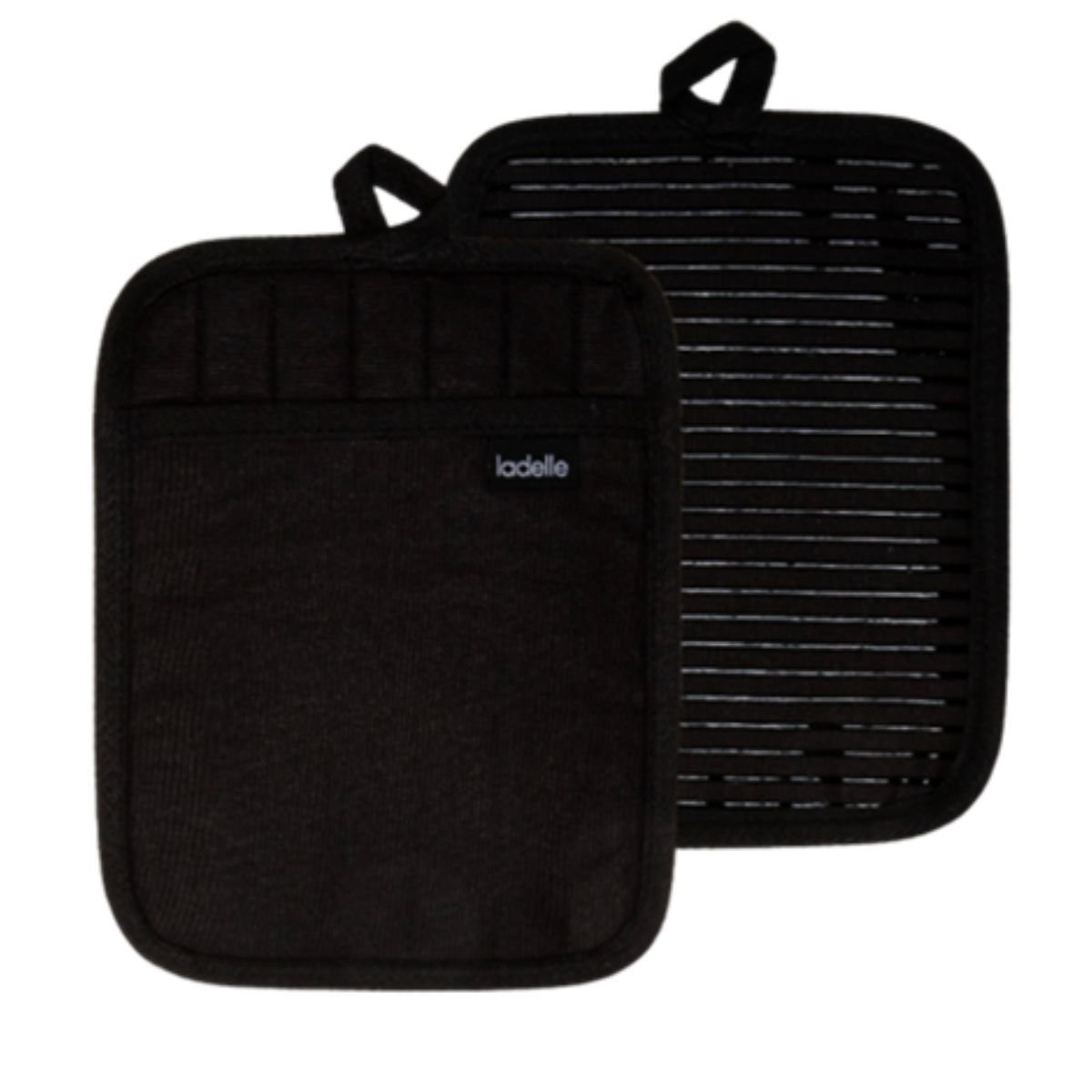 Pannenlappen, Set van 2, Katoen, Polyester, Siliconen, Zwart, 19 x 24.5 cm - Ladelle | Lennox