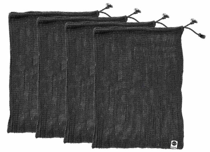 Mesh Groentezakken, Set van 4, Katoen, Grijs - Ladelle | Eco Recycled