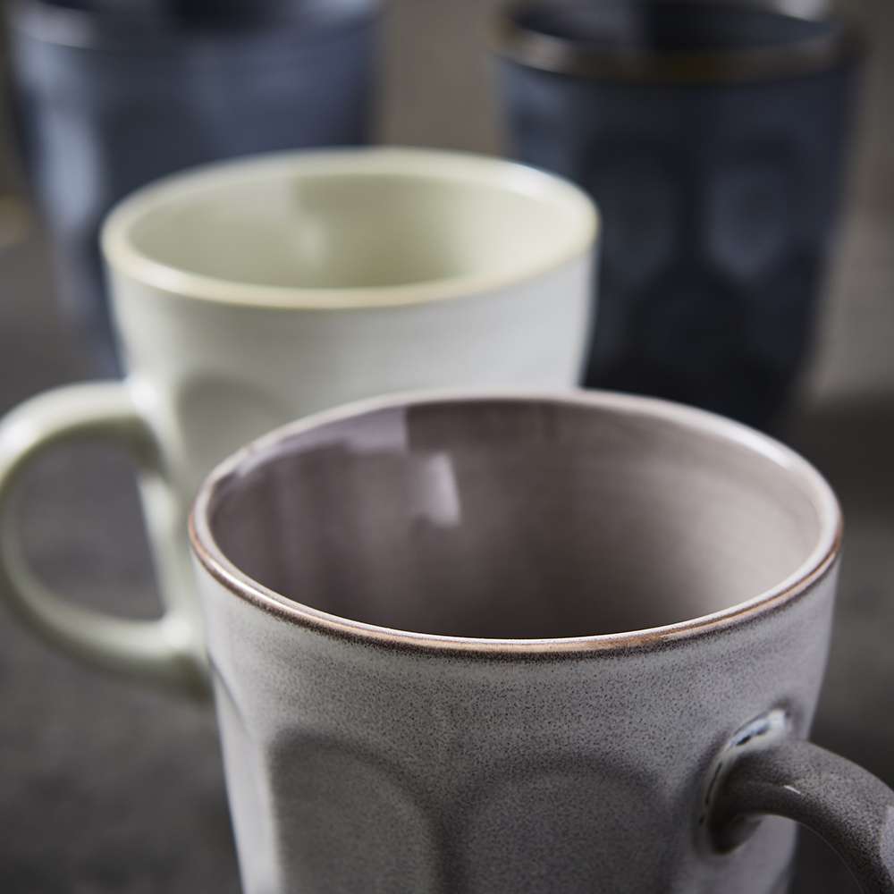 Beker, Mok, Set van 4 Stuks, 325 ML, Gedeukt Effect, Keramiek - Barbary & Oak | Fossil