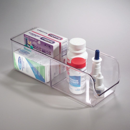 Open Opbergbox met 2 Vakken, 10.2 x 27.9 x 8.9 cm, Kunststof, Transparant - iDesign | Linus