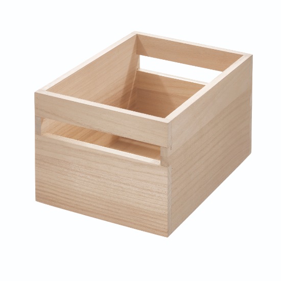 Opbergbox met Handvat, 25.4 x 19 x 15.2 cm, Paulownia Hout - iDesign | Eco Wood