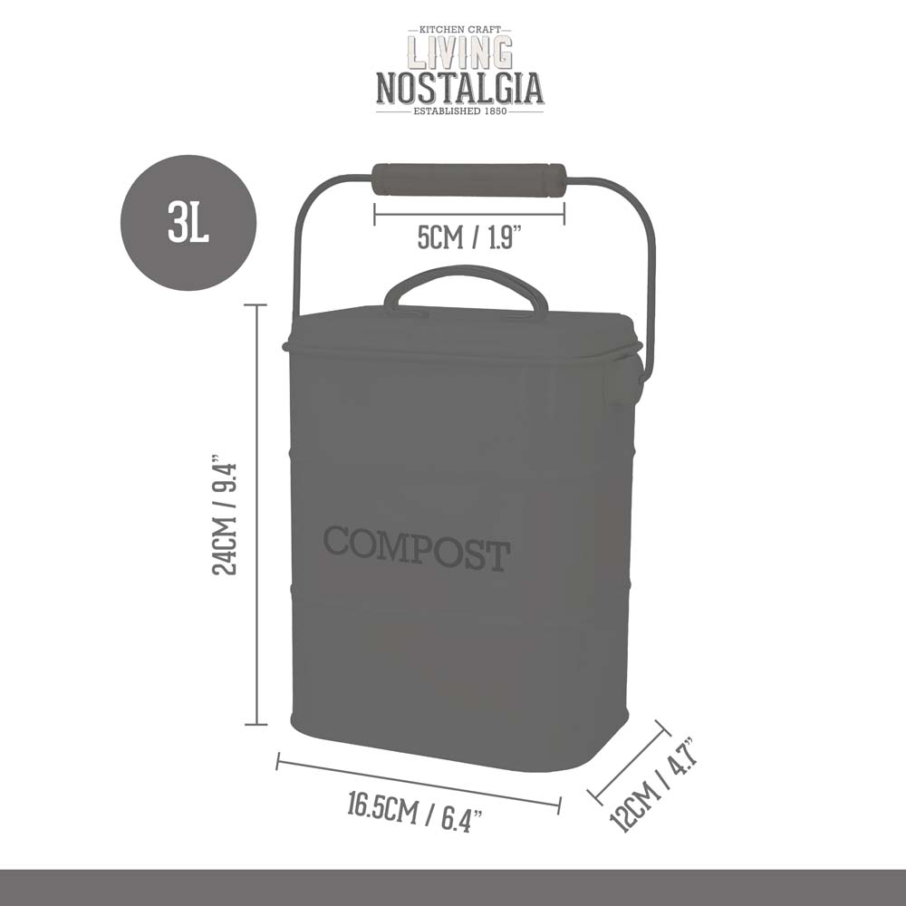 Compostbak Saliegroen - Staal - Duurzaam - Praktisch - Compostemmer - KitchenCraft | Living Nostalgia