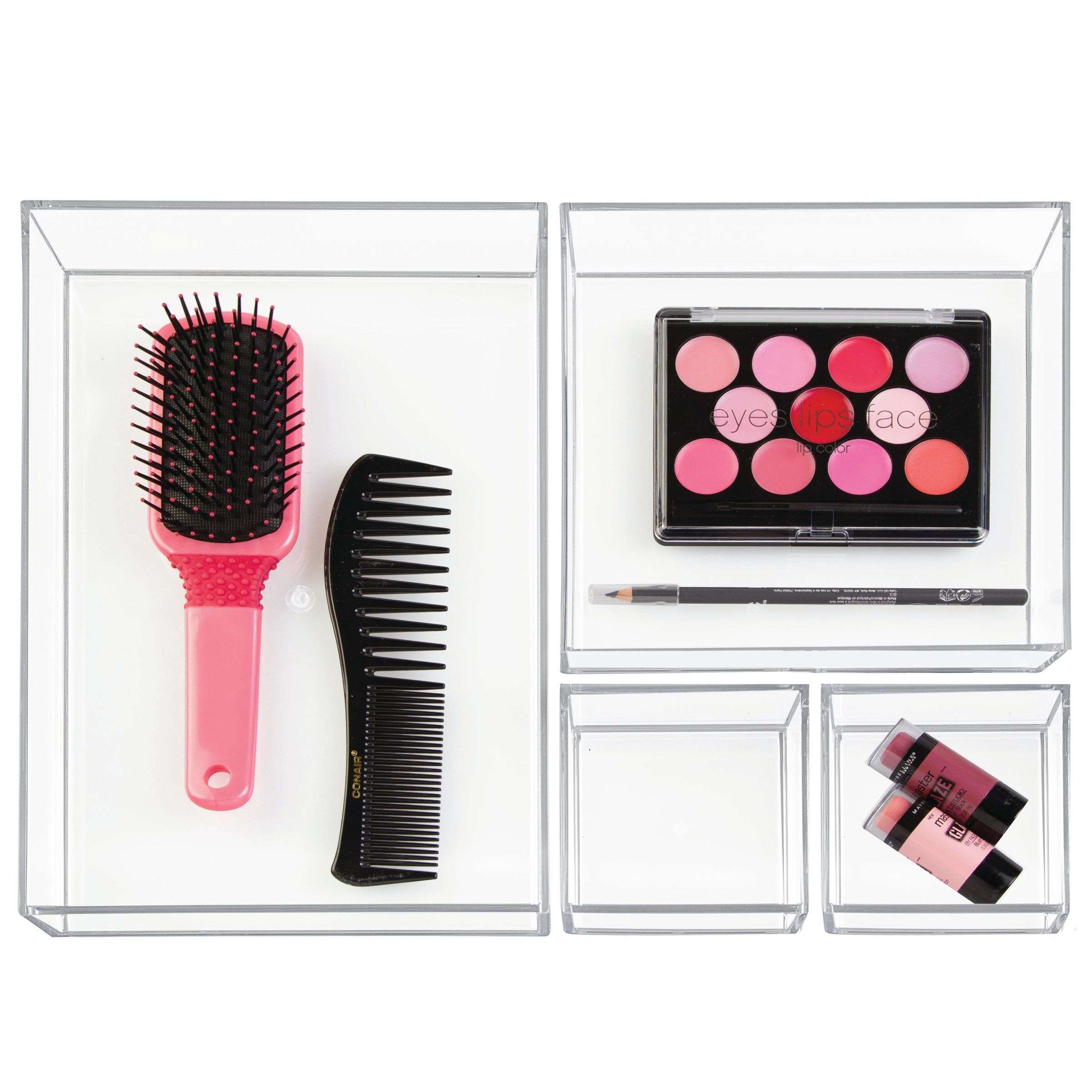 Lade Organizer, Make-up Organizer, 20.3 x 20.3 x 5.1 cm, Transparant, Kunststof - iDesign | Clarity