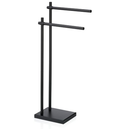 Handdoekrek, Vrijstaand, Verstelbaar, 79 x 23 x 18 cm, RVS, Zwart - Kela | Devin
