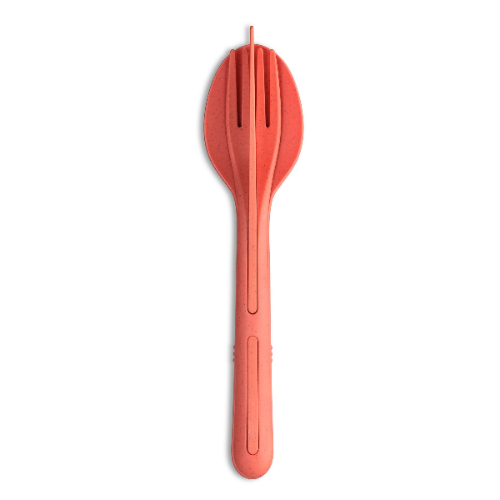 Reisbestek, Bestekset van 3 Stuks, Medium, Mes, Vork, Lepel, Natuur Koraal, Organic Bio-Circular - Koziol | Klikk