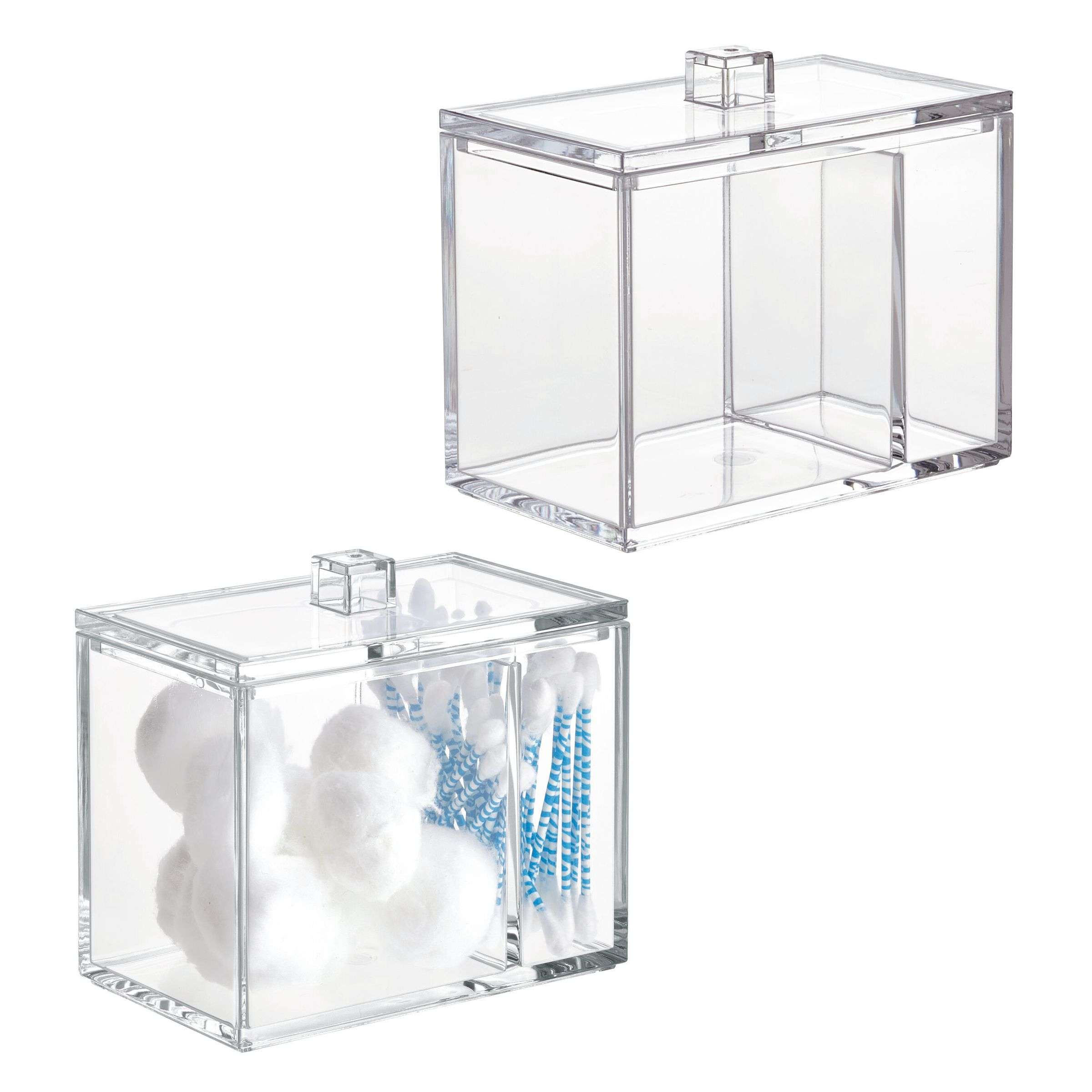Wattenschijfjes -en Wattenstaafjes Houder, Organizer, 2 Vakken, Transparant, Kunststof - iDesign | Clarity