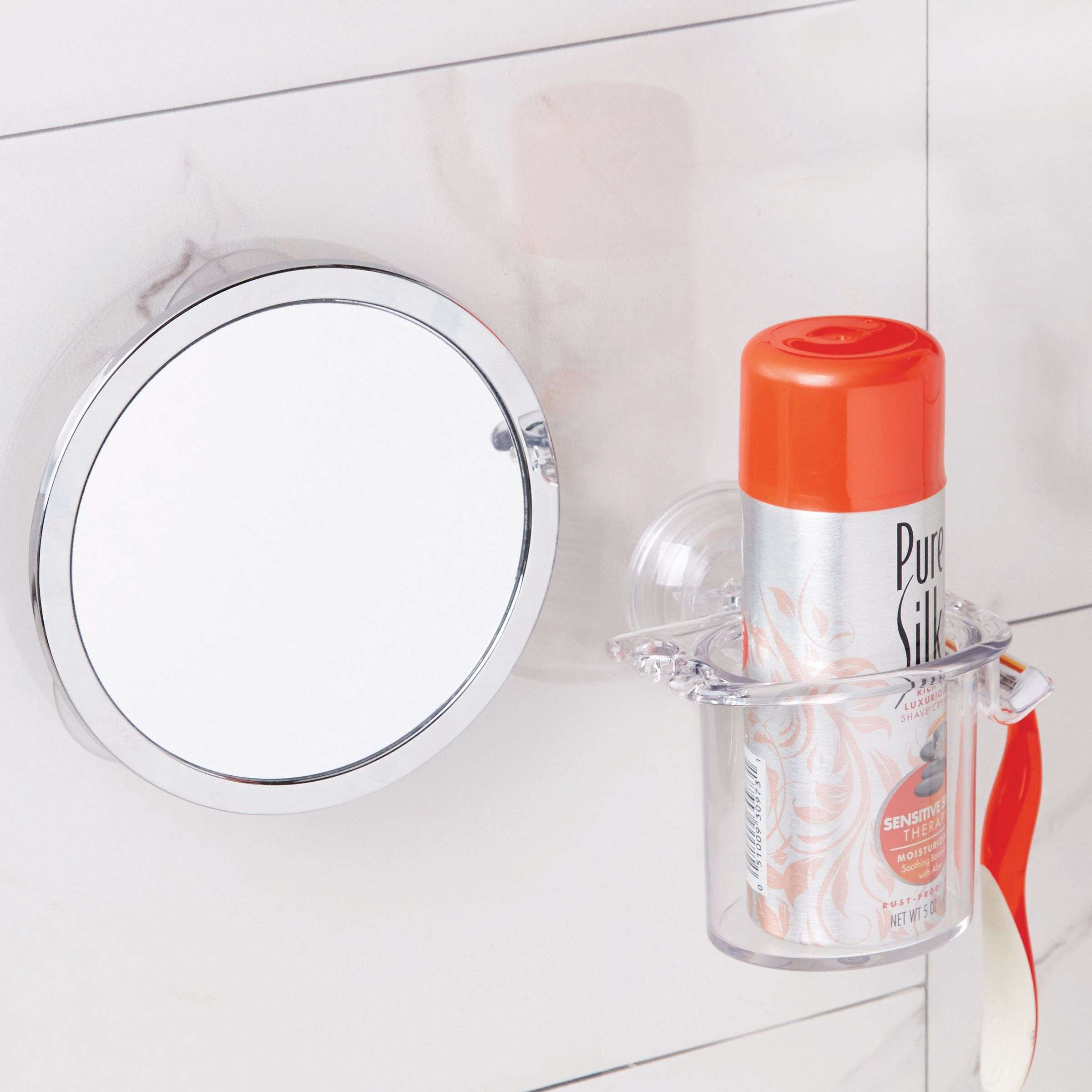 Tandenborstel -en Scheermes Organizer, Beker met Power Lock Zuignap, Transparant, Kunststof - iDesign