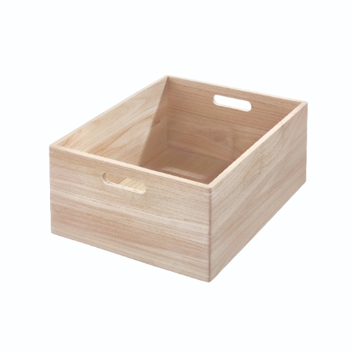 Opbergbox met Handgrepen, 38 x 46 x 20.5 cm, Paulownia Hout, Beige - iDesign | The Home Edit