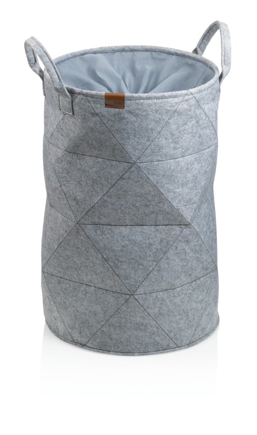 Wasmand met Trekkoord, 33 x 50 cm, Vilt, Rond, Licht Grijs - Kela | Fay