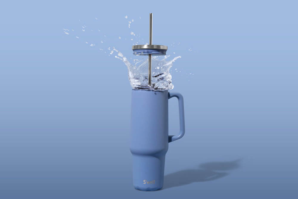 Tumbler XL Hydrangea Blue – Duurzame Roestvrijstalen Thermosbeker | Houdt 50 uur Koud en 10 uur Warm | Rietje , BPA & BPS vrij, 1180ml - S'well