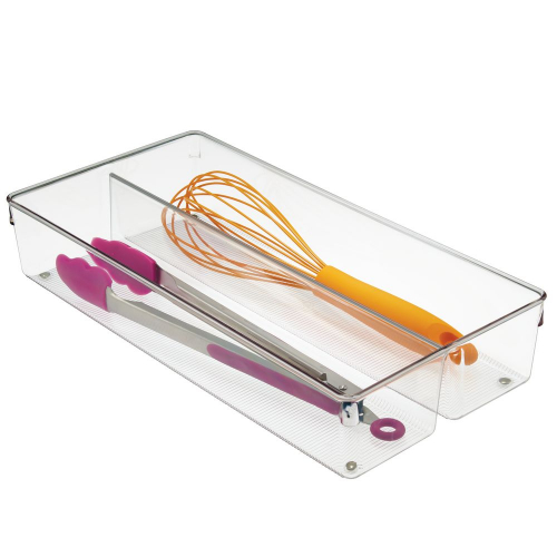Lade Organizer, 2 Vakken, 40.6 x 20.3 x 7.6 cm, Kunststof, Transparant - iDesign | Linus