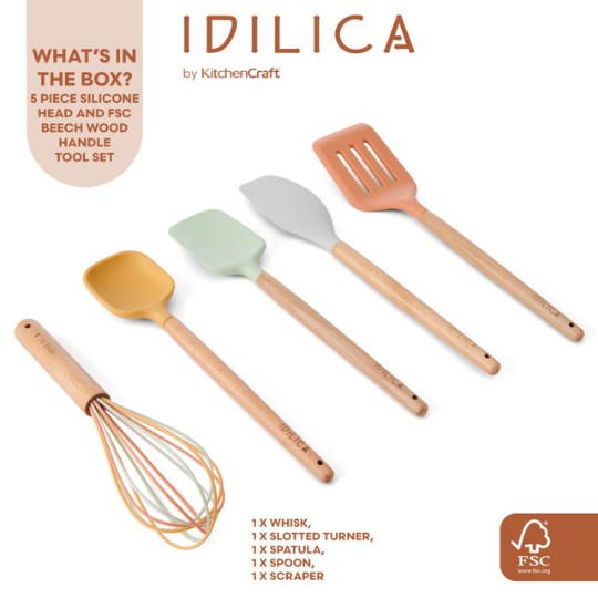 KitchenCraft Idilica Five Piece Kitchen Tool Set, Gift Boxed