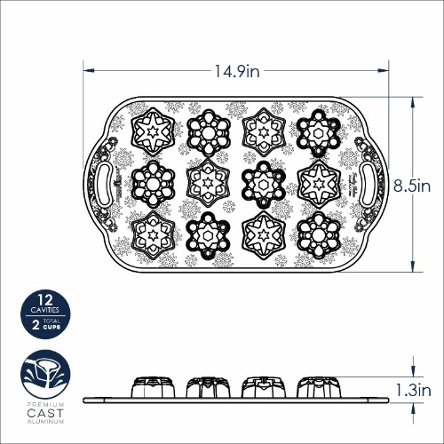Bakvorm "Frosty Flakes Cakelet Pan" - Nordic Ware | Sparkling Silver Holiday