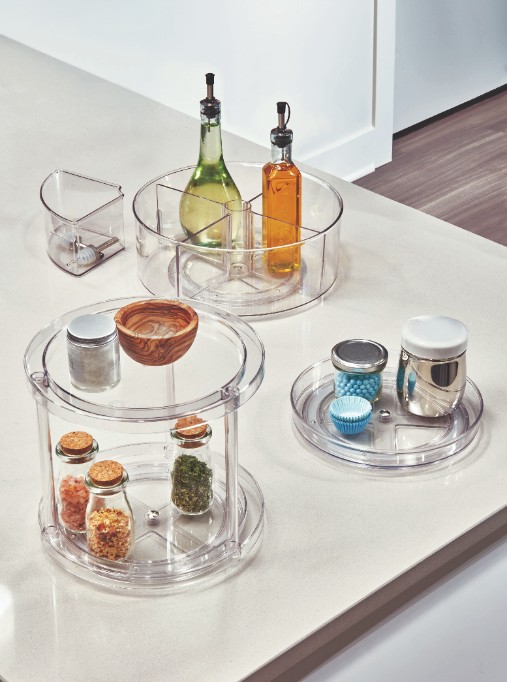 Lazy Susan Draaiplateau, 22.9 cm, Kunststof, Transparant - iDesign | The Home Edit