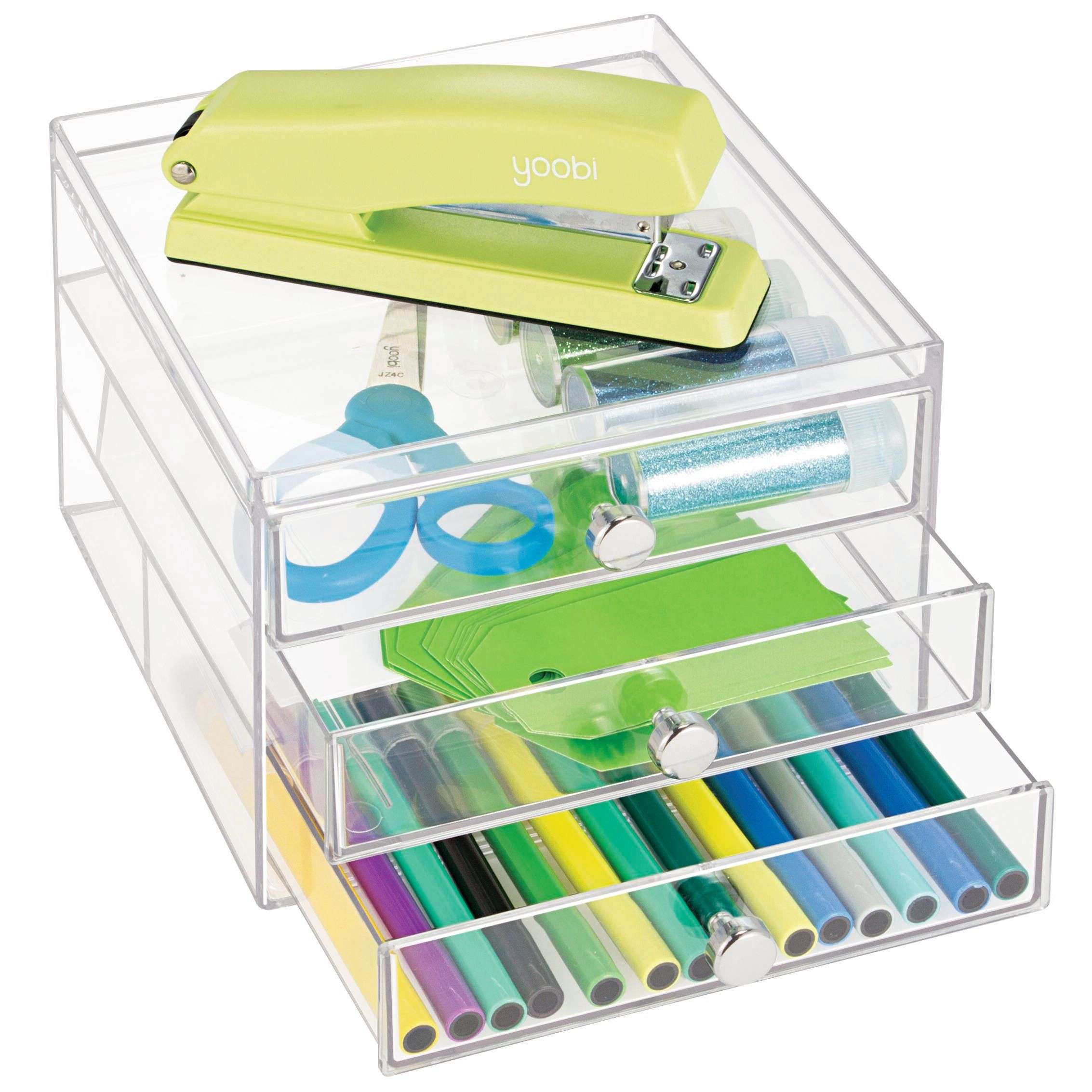 Ladekast, Make-up Organizer, 3 Lades, 16.4 x 17.7 x 12.5 cm, Transparant, Kunststof - iDesign