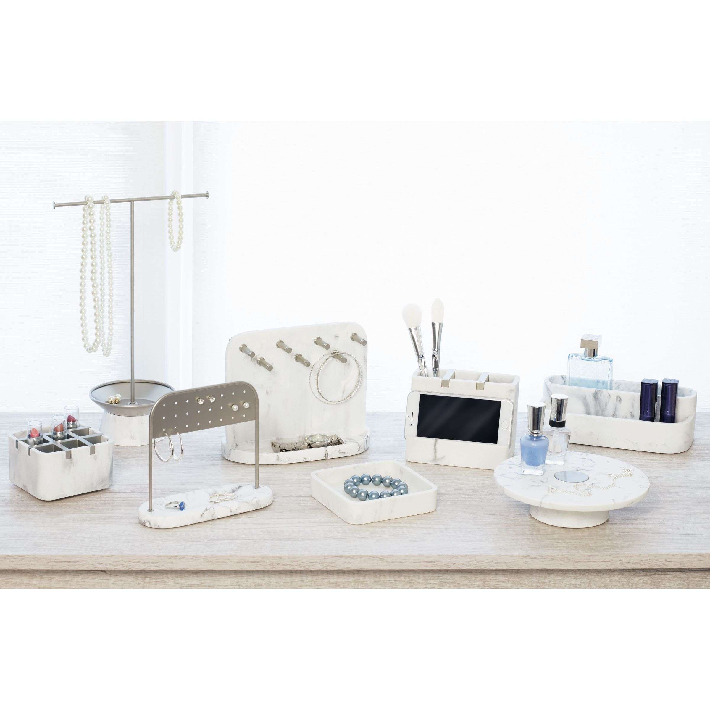 Badkamer Organizer, Plateau, Rond, Kunststof, Marmer Patroon - iDesign | Dakota