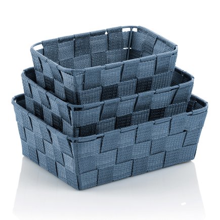 Mand, Set van 3 Stuks, Rook Blauw, Polypropyleen - Kela | Alvaro