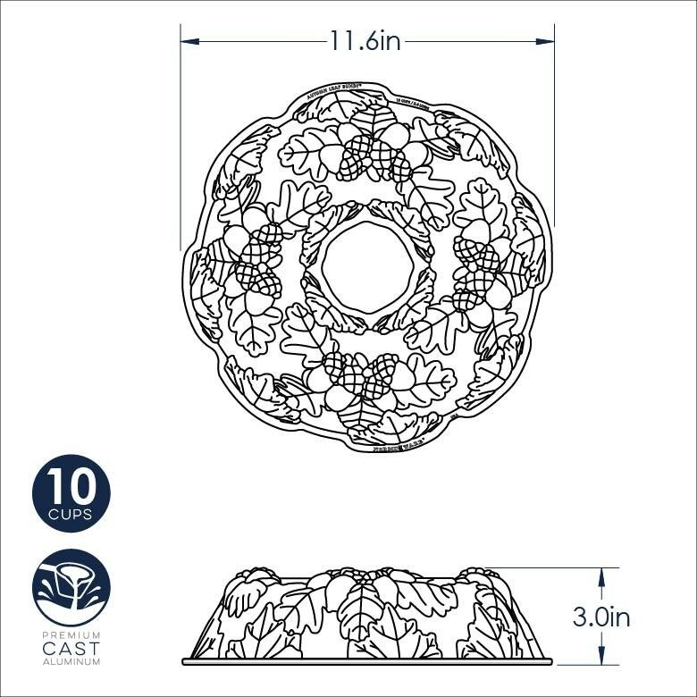 Tulband Bakvorm "Autumn Wreath Bundt" - Nordic Ware |Fall Harvest Bronze