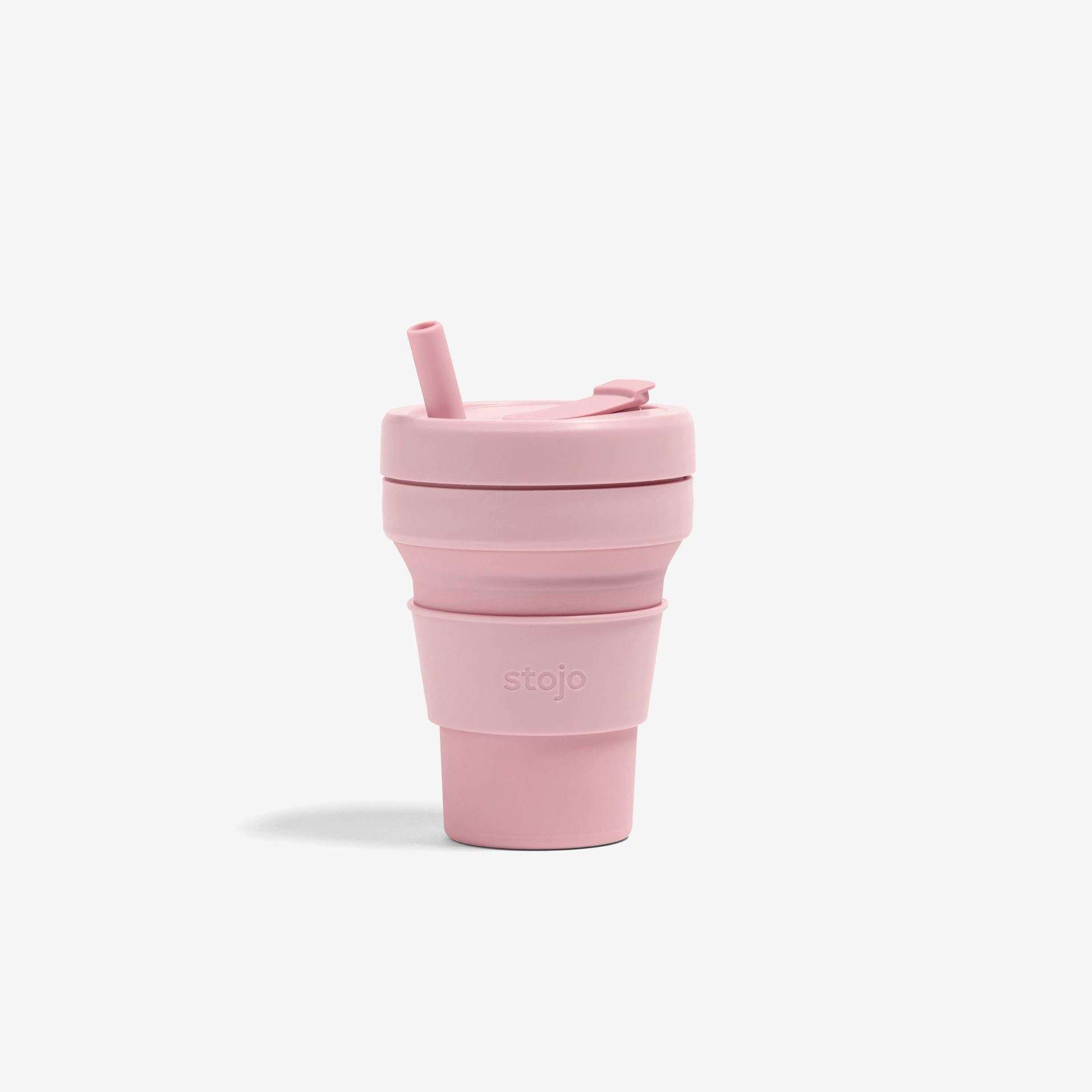 Junior Cup met Rietje, Carnation - 250ml - Drinkbeker - Roze - Opvouwbaar | Stojo