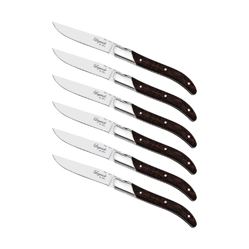 Steakmessen, Set van 6, Wengéhout/RVS, Bruin - In Luxe Giftbox - Laguiole by Haws