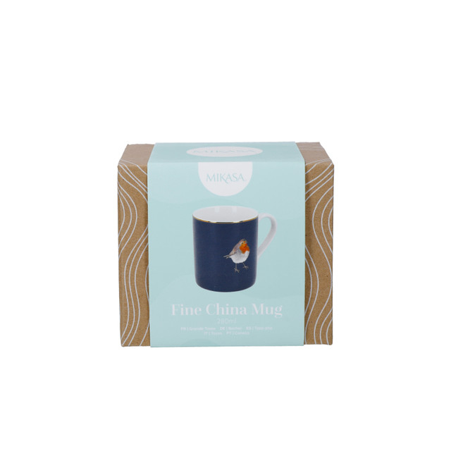 Mikasa Fine China 280ml Straight Sided Mug, Robin, Gift boxed