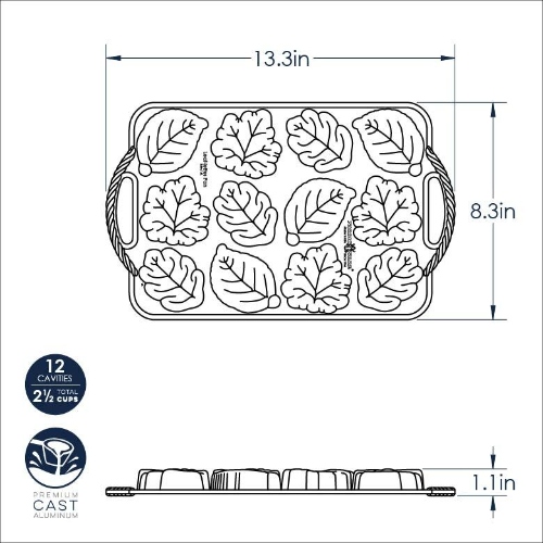 Bakvorm "Leaflettes Cakelet Pan" - Nordic Ware | Fall Harvest Bronze