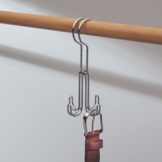 Kledinghaak met 4 Haken, 9.5 x 2 x 16 cm, RVS, Zilver - iDesign | Classico
