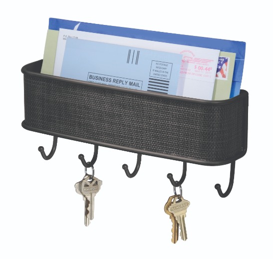 Sleutelrek met Opbergvak, 26.9 x 6.4 x 22.9 cm, RVS, Zwart - iDesign | Twillo