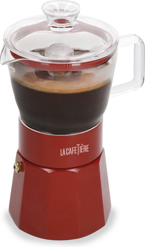 Espresso Maker, 6 Cups, 0.29 L, RVS, Glas, Rood - La Cafetière | Verona