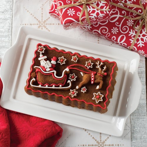 Bakvorm "Santa Sleigh Loaf Pan" - Nordic Ware | Sparkling Silver Holiday