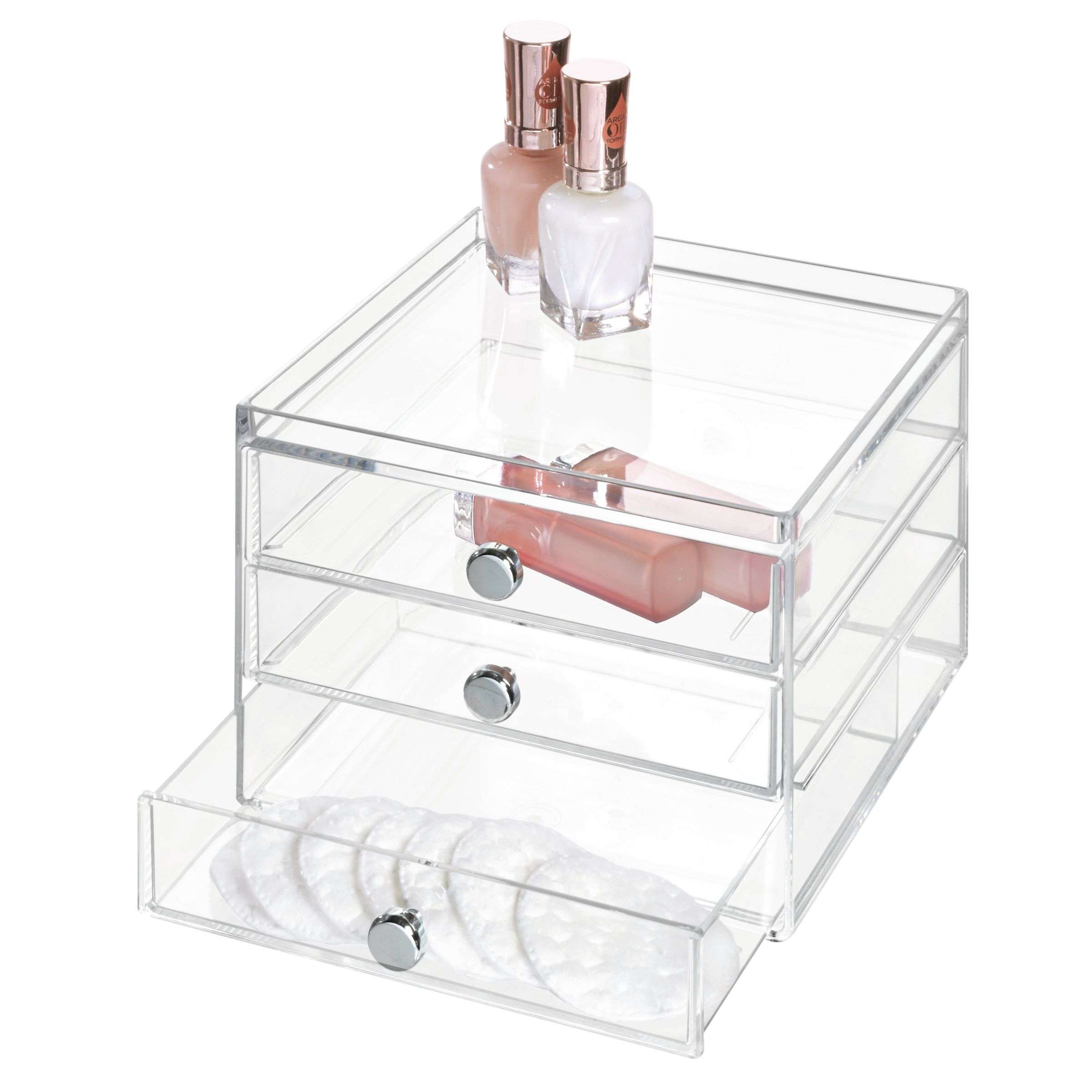Ladekast, Make-up Organizer, 3 Lades, 16.4 x 17.7 x 12.5 cm, Transparant, Kunststof - iDesign